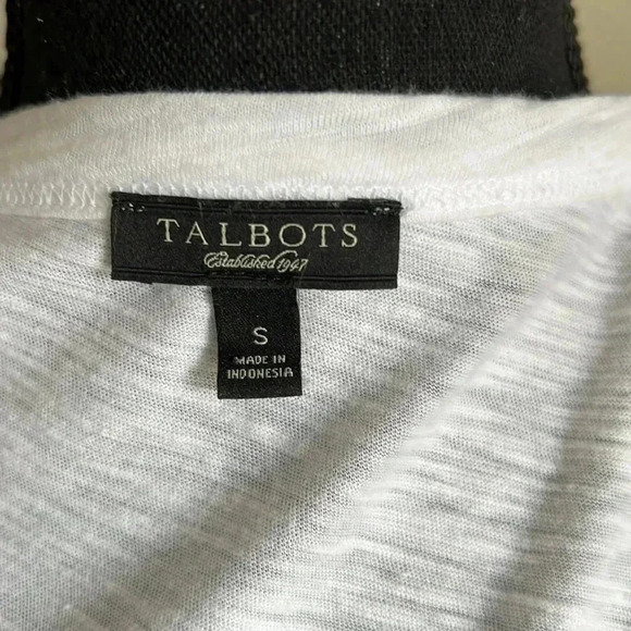 Talbots White Hand Beaded Floral Scoop Neck Distressed T-Shirt Large - Picture 9 of 14